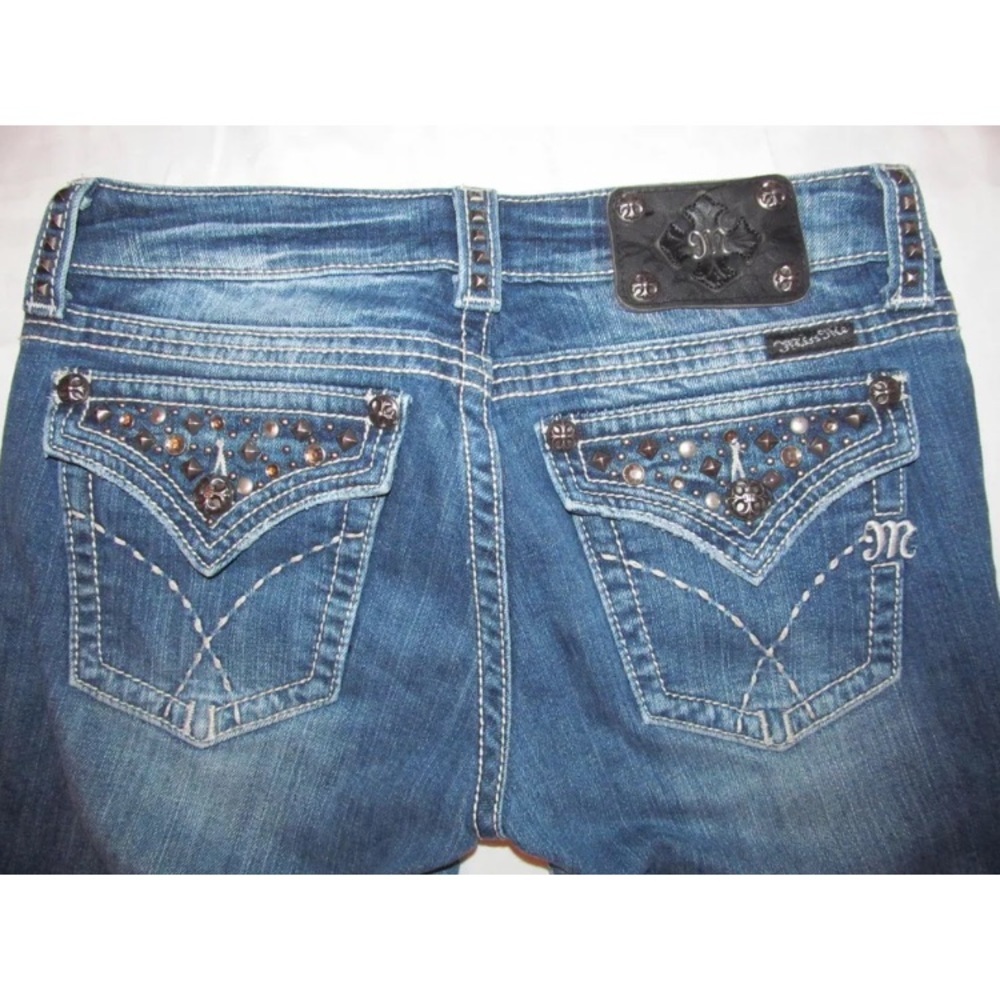Miss Me Flap Pockets Swarovski Studded Boot Jeans View 2
